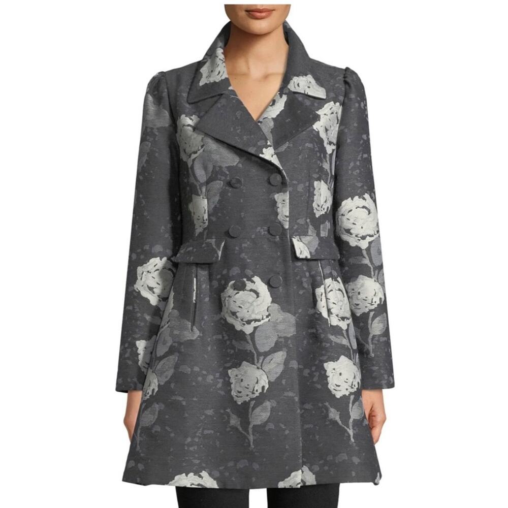 Co Collection Double Breasted Floral Wool Coat